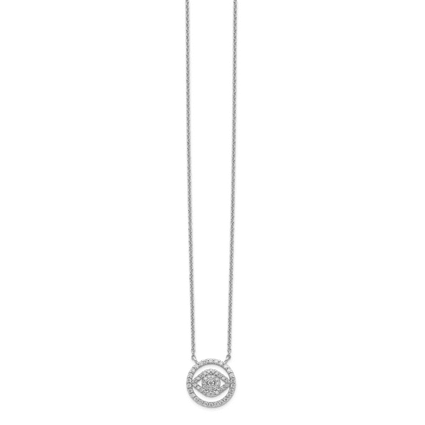 Sterling Silver Rhodium-plated Cubic Zirconia Circle with 2in Extender Necklace Sterling Silver Rhodium-plated Cubic Zirconia Circle with 2in Extender Necklace